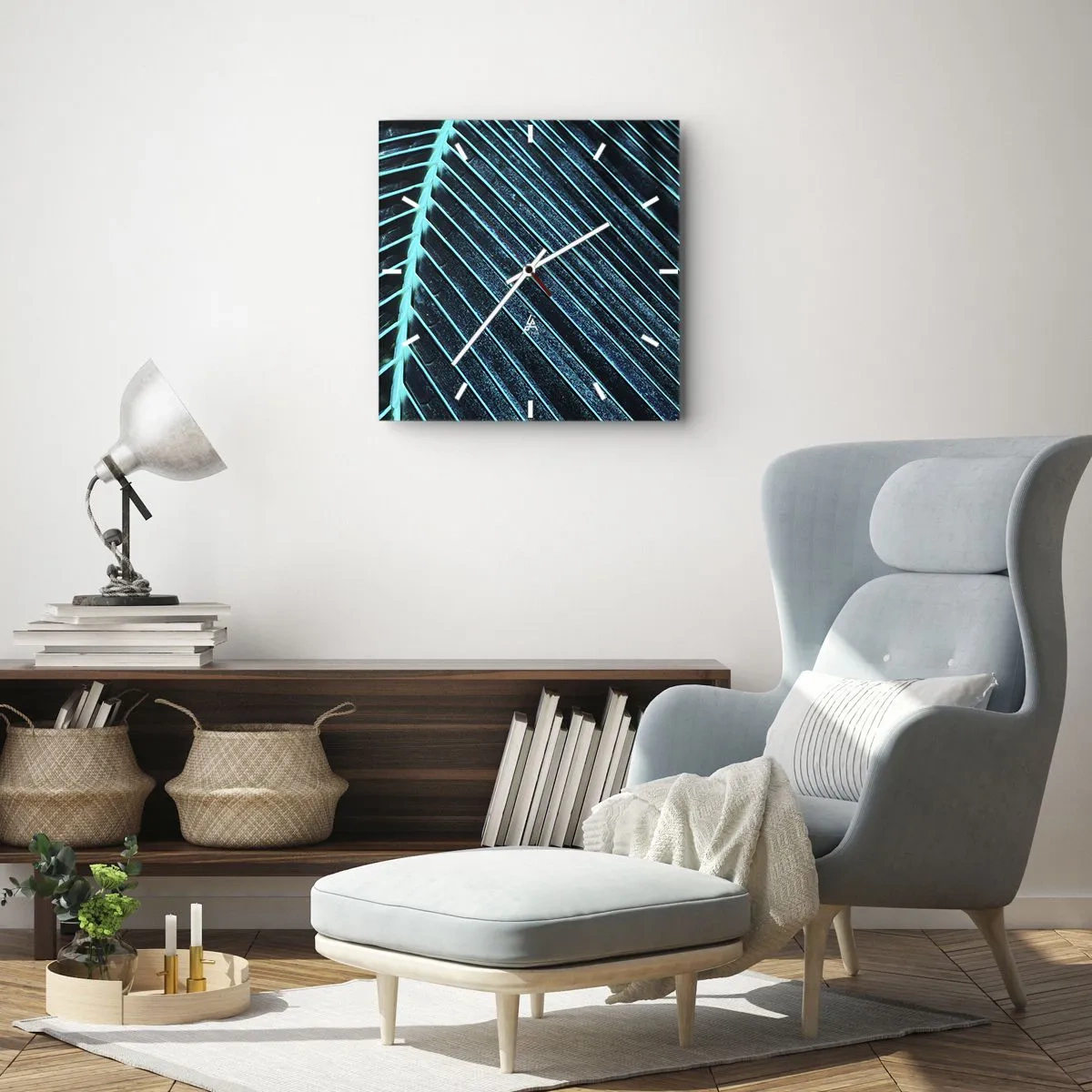 Vægur, Uret - Tekstur af grønt - 40x40 cm