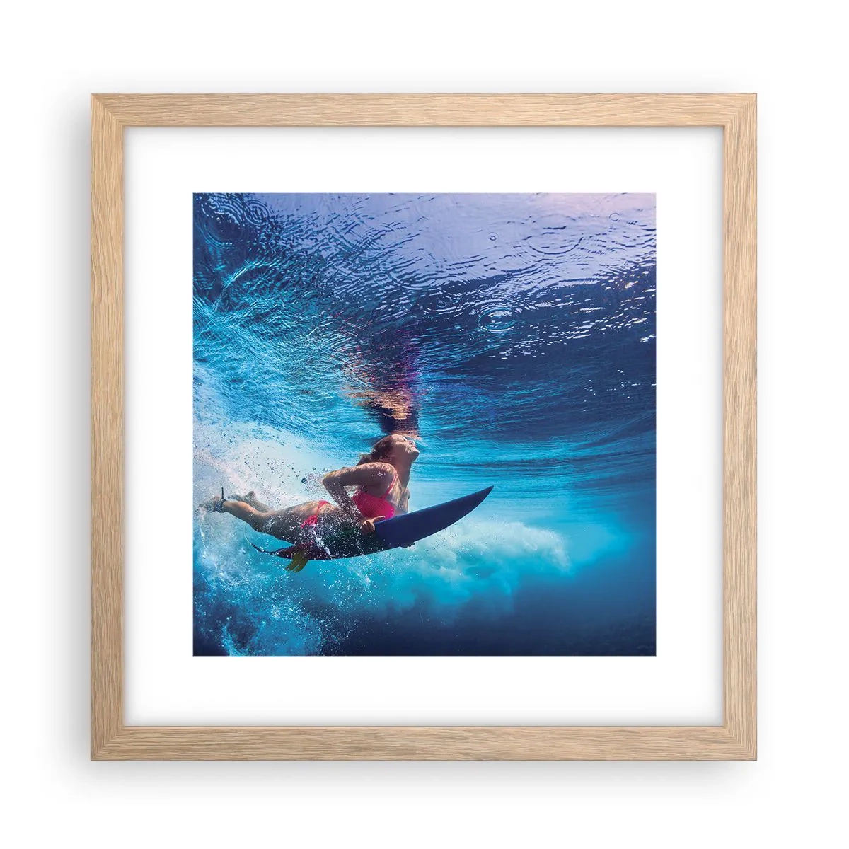 Plakat i ramme af lyst egetræ - Dybden af glæde - 30x30 cm