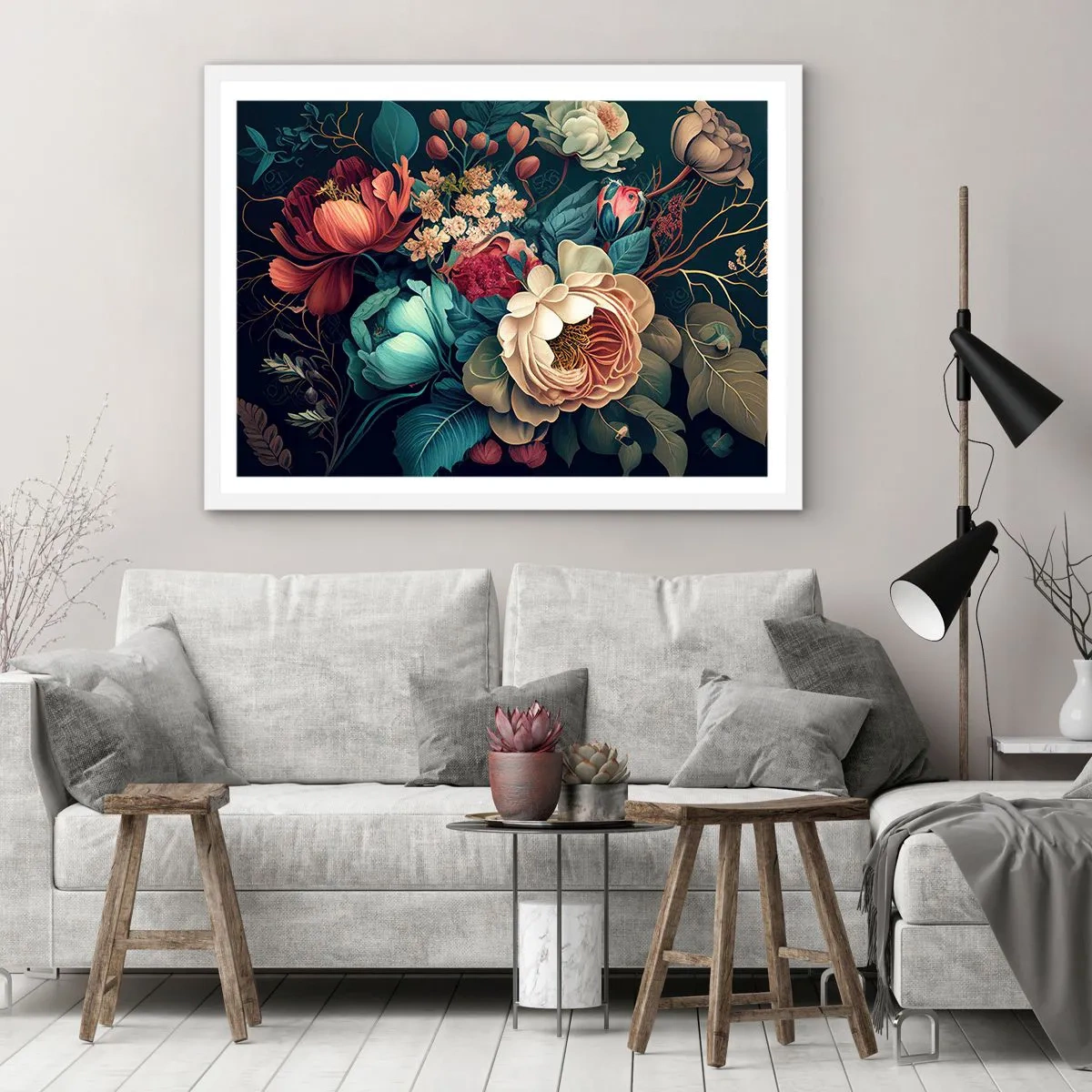 Plakat i hvid ramme - Charme fra det 19. århundrede - 70x50 cm