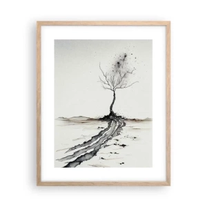 Plakat i ramme af lyst egetræ - Vinterens melankoli - 40x50 cm