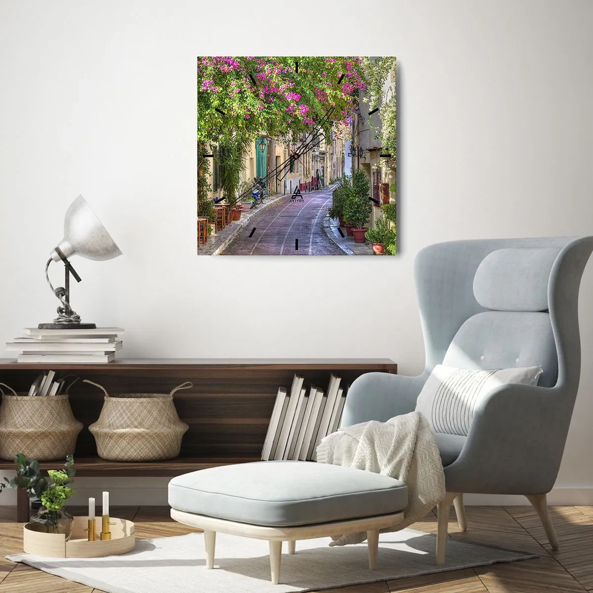 Vægur, Uret - En blomstrende gyde - 40x40 cm