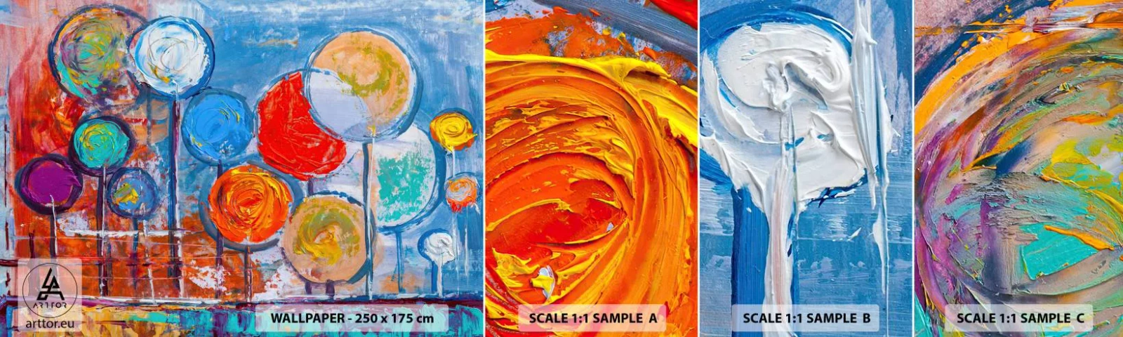 Prøve Fototapet Selvklæbende Deluxe Sticker - Mirakler på en pind - Farverige balloner, Abstraktion, For børn - 100x30 cm