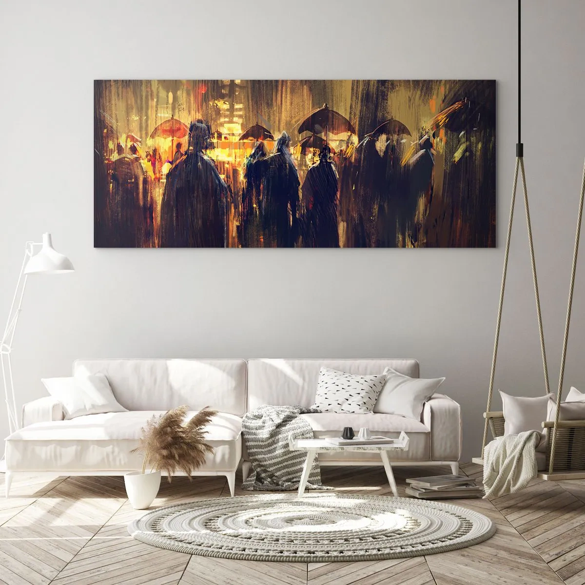 Billede på glas - Tilhængere af regnen - 140x50 cm