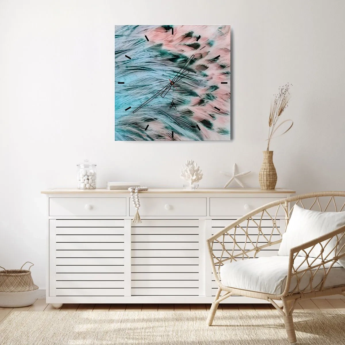 Vægur, Uret - Safir lyserød fnug - 40x40 cm