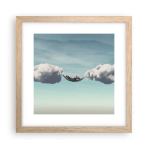 Plakat i ramme af lyst egetræ - Lykken i øjeblikket - 30x30 cm