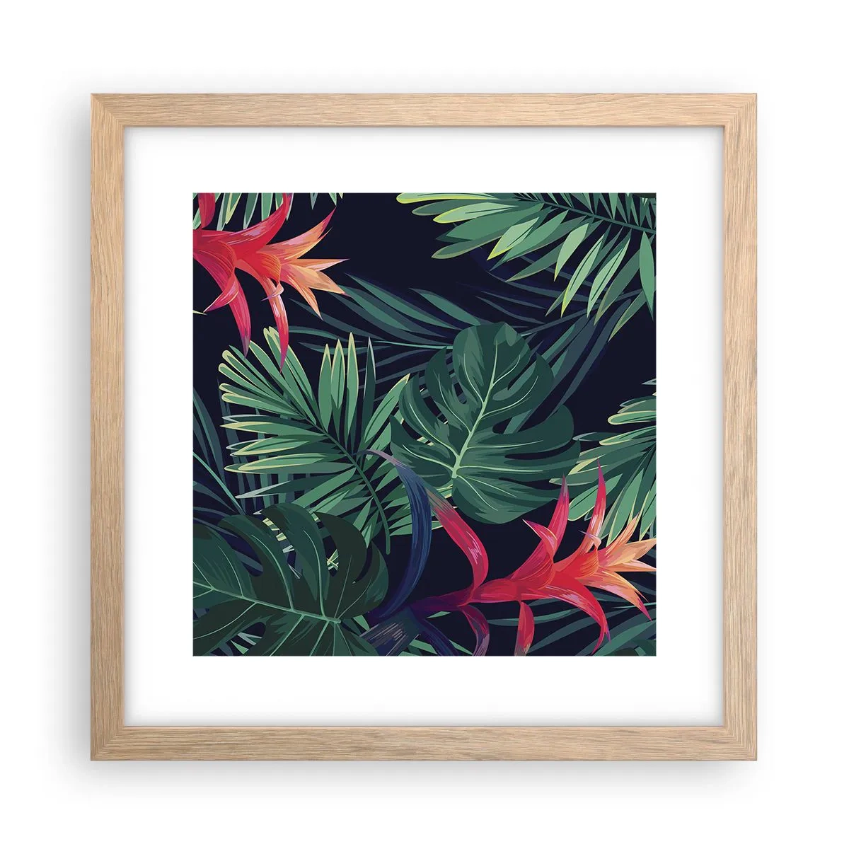 Plakat i ramme af lyst egetræ - Brænd i grønt - 30x30 cm