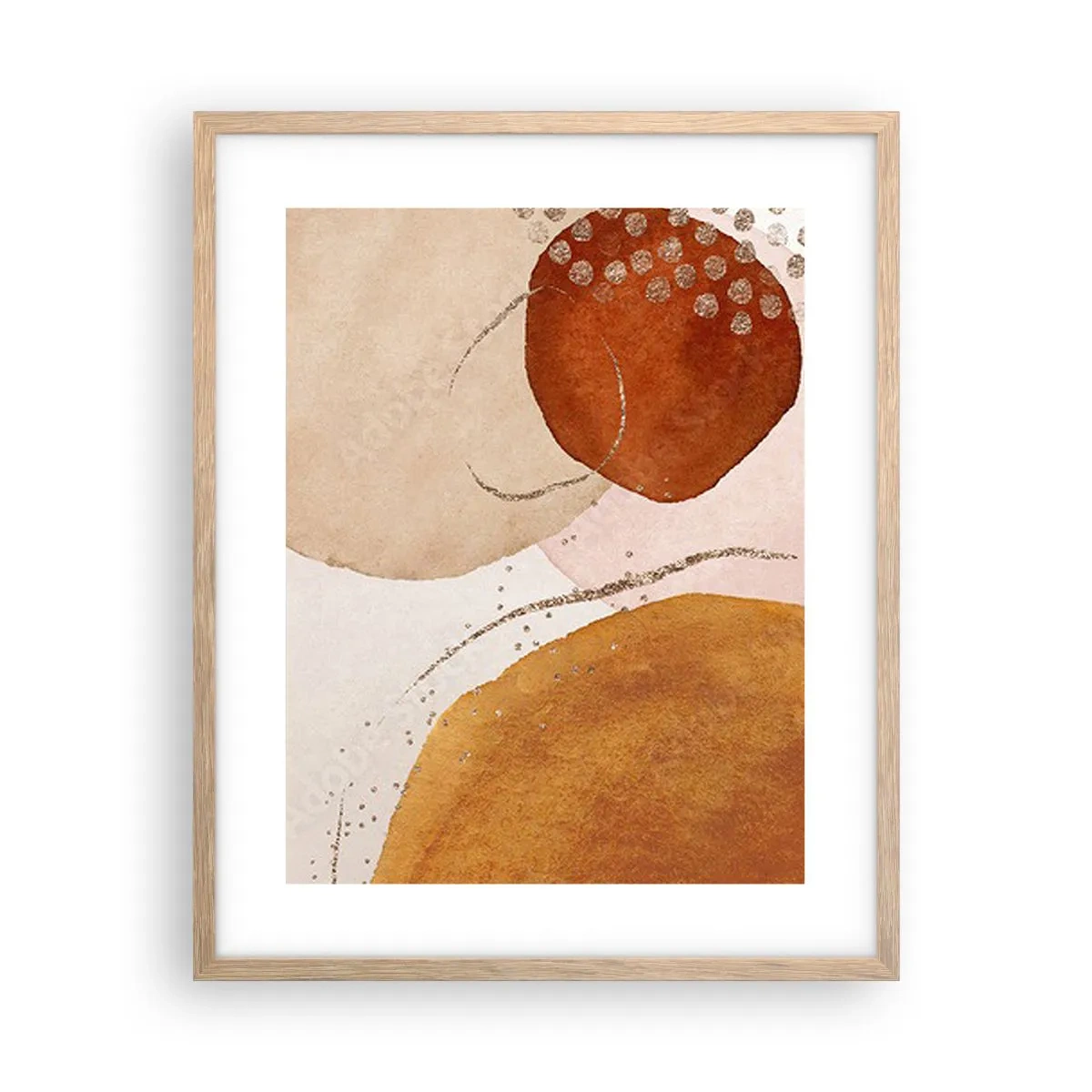 Plakat i ramme af lyst egetræ - Rundhed og bevægelse - 40x50 cm