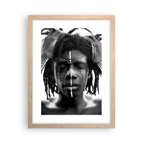 Plakat i ramme af lyst egetræ - Hvor er du? - 30x40 cm