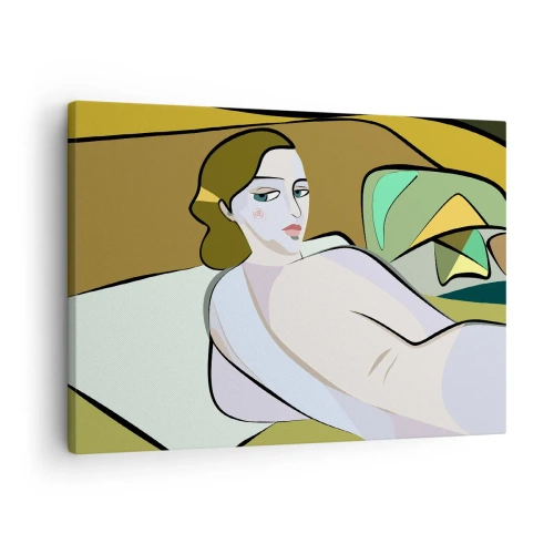 Lærredstryk - Billede på lærred - Abstrakt figur i moderne stil - 70x50cm - Intimt portræt - Moderne vægdekoration til stue og soveværelse ARTTOR