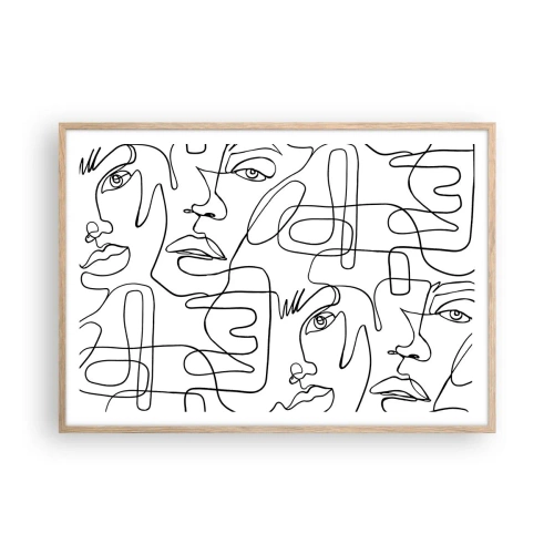 Plakat i ramme af lyst egetræ - I sammenfiltrede følelser - 100x70 cm