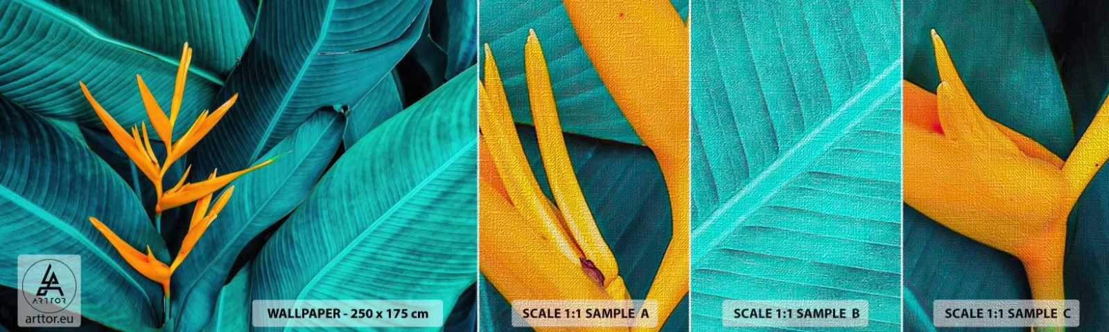 Prøve Fototapet Premium Canvas - Edens blomst - Strelitzia Royal, Blomst, Afrika - 100x30 cm