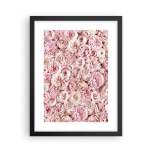 Plakat i sort ramme - Overstrøet med roser - 30x40 cm