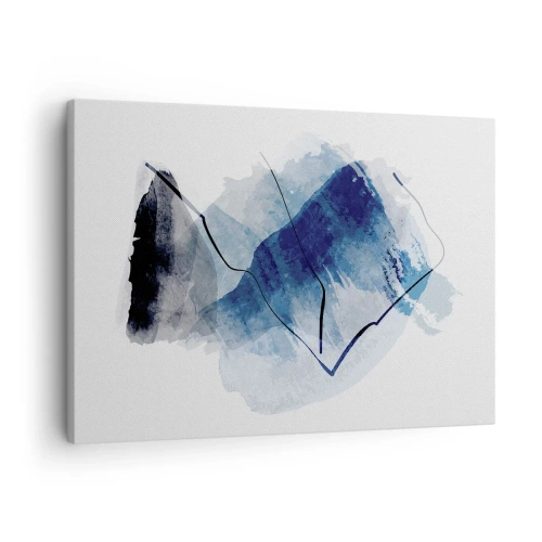 Lærredstryk - Billede på lærred - Abstrakte former i blå nuancer med fine linjer - 70x50cm - Isbjerg - Moderne vægdekoration til stue og soveværelse ARTTOR