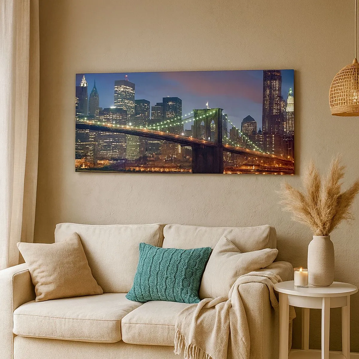 Lærredstryk - Billede på lærred - Lys op om natten - 100x40 cm