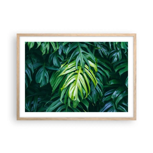 Plakat i ramme af lyst egetræ - Fordyb dig i friskhed - 70x50 cm
