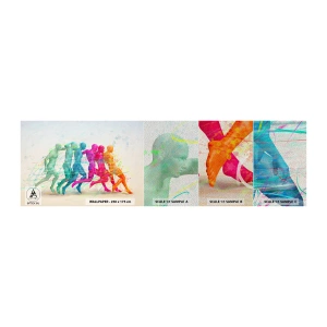 Prøve Fototapet Premium Sand - Harmoni i bevægelse - Abstraktion, Mand, Sport - 100x30 cm
