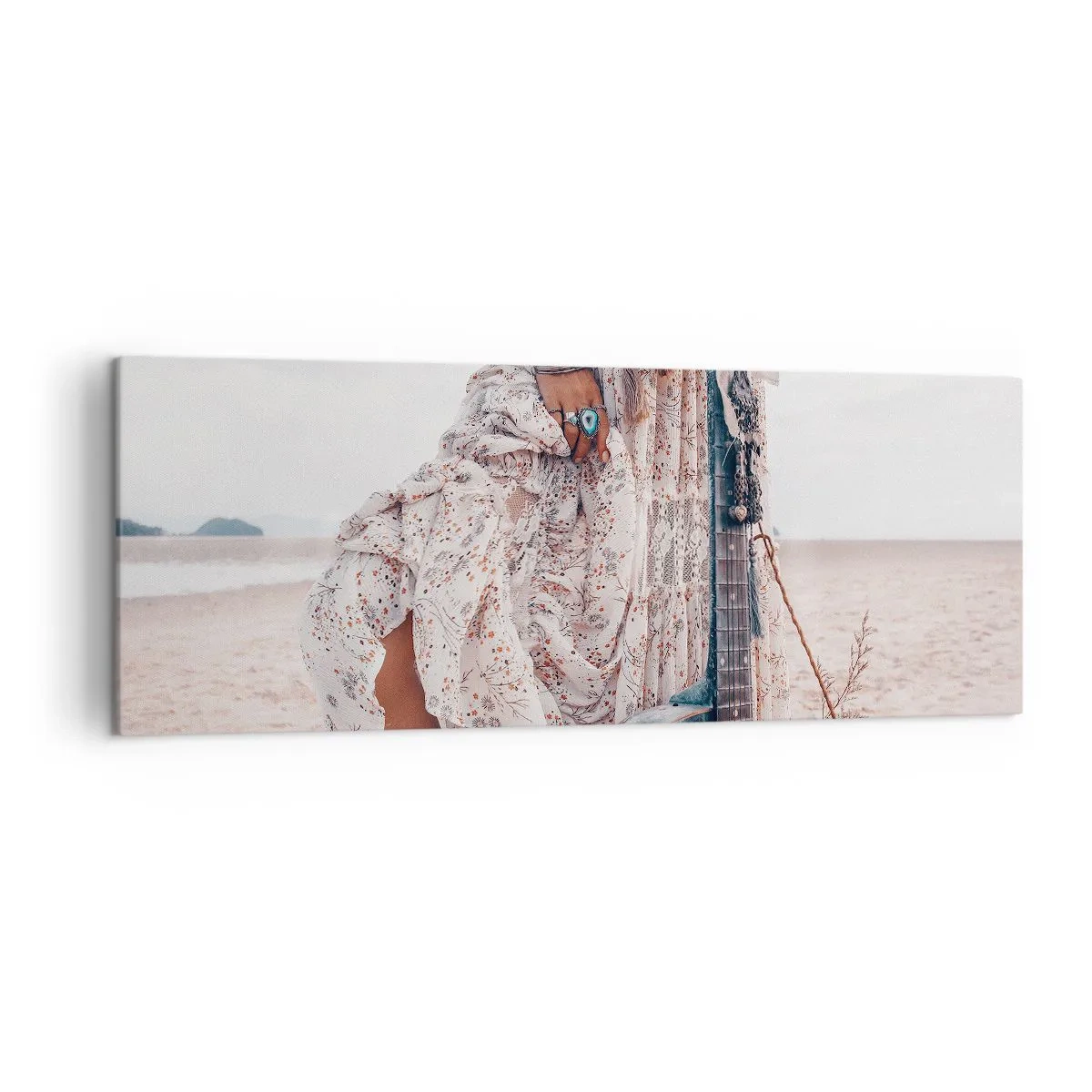 Lærredstryk - Billede på lærred - Børn blomster på vej - 140x50 cm