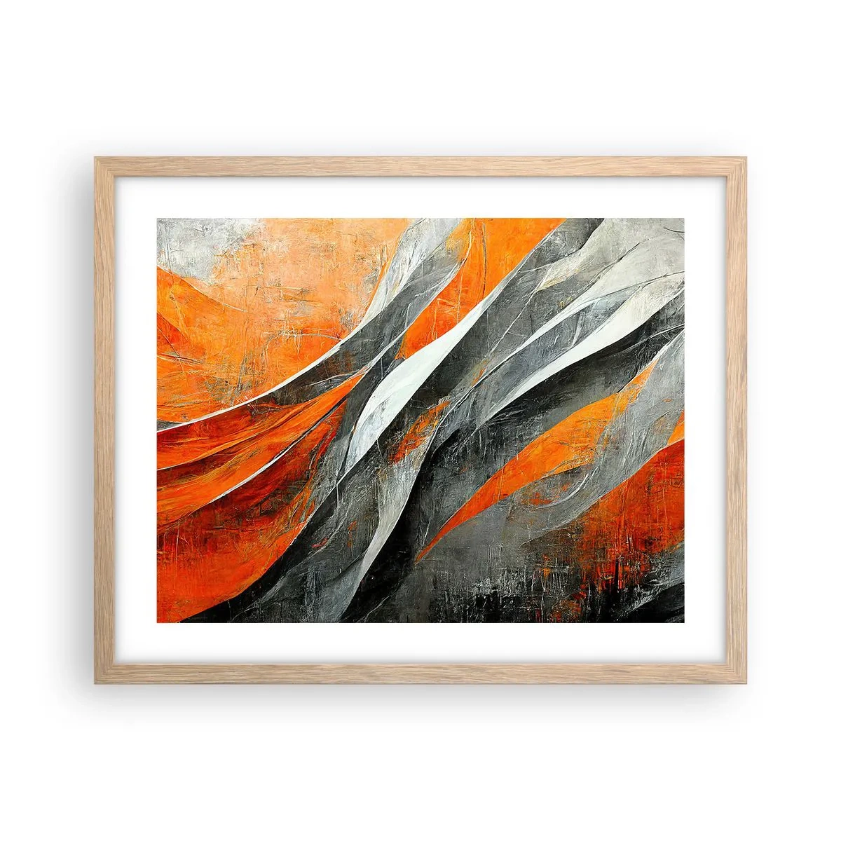 Plakat i ramme af lyst egetræ - Varme og kulde - 50x40 cm