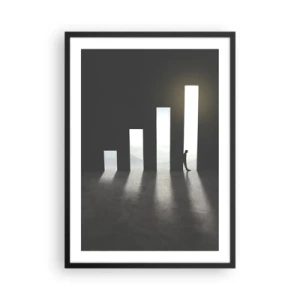Plakat i sort ramme - En symbolsk dør formet som en graf med en figur - 50x70cm - Succes - et indtryk - Moderne vægdekoration til stue og soveværelse ARTTOR