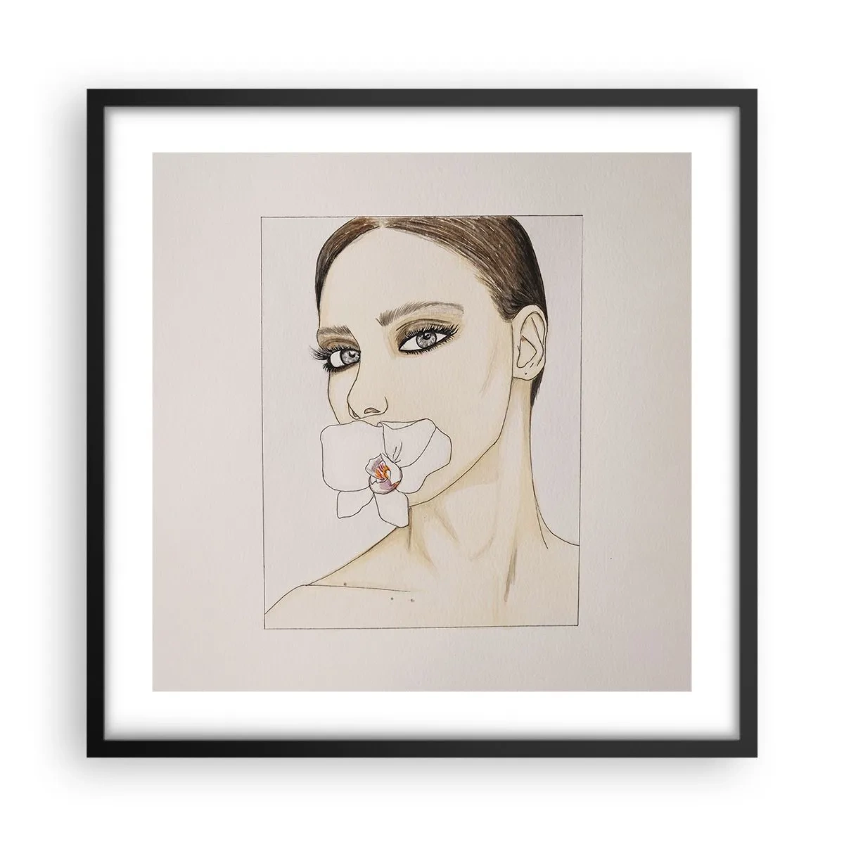 Plakat i sort ramme - Et symbol på elegance og skønhed - 50x50 cm