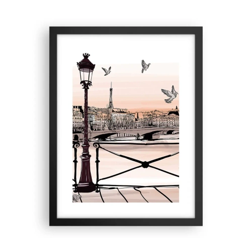 Plakat i sort ramme - Over Paris' hustage - 30x40 cm