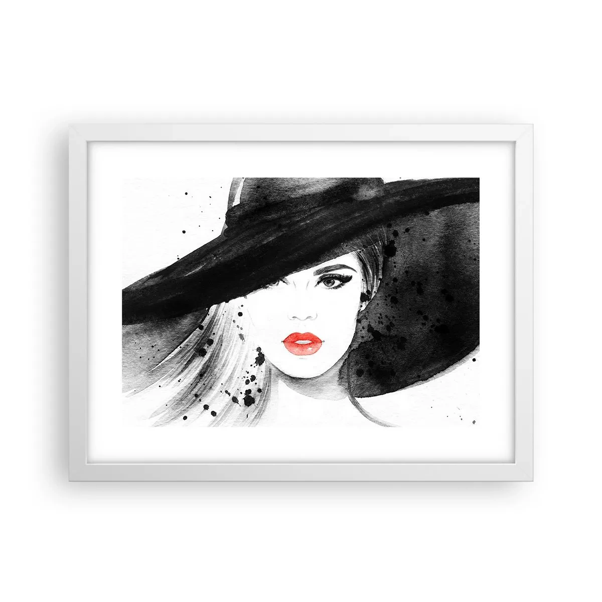 Plakat i hvid ramme - Dame i sort - 40x30 cm