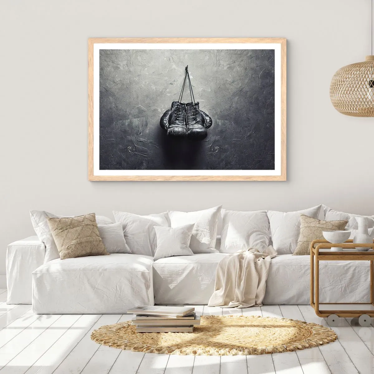 Plakat i ramme af lyst egetræ - En tid med kamp og en tid med fred - 40x30 cm