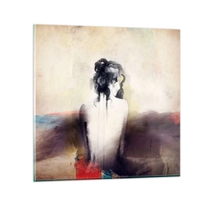 Billede på glas - Glatte linjer, ovale former - 70x70 cm