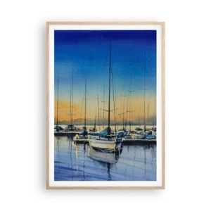 Plakat i ramme af lyst egetræ - Slutningen på en god dag - 70x100 cm