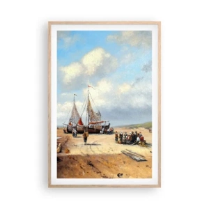 Plakat i ramme af lyst egetræ - Efter en vellykket fangst - 61x91 cm