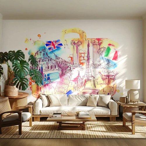 Fototapet Standard Eco - Europaturné - Abstraktion, Rejser, Kuffert - 200x140 cm