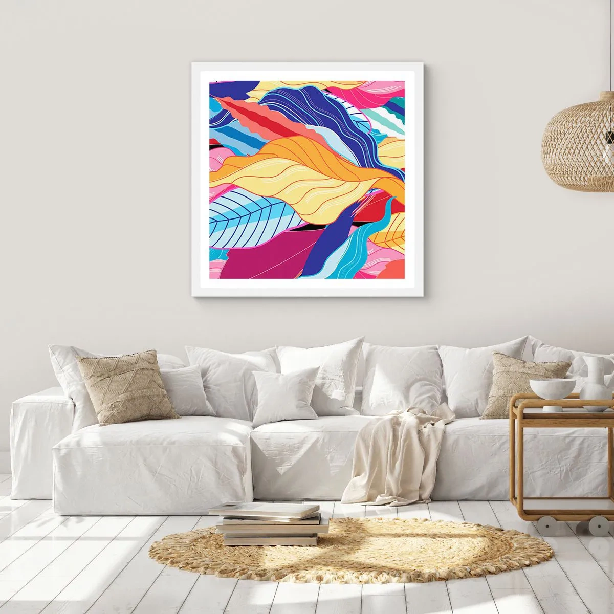 Plakat i hvid ramme - Et farverigt rod - 30x30 cm