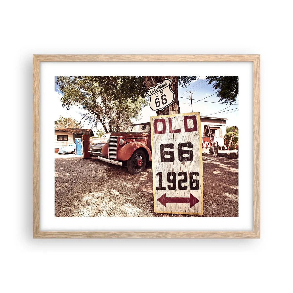 Plakat i ramme af lyst egetræ - En legende om det amerikanske landskab - 50x40 cm