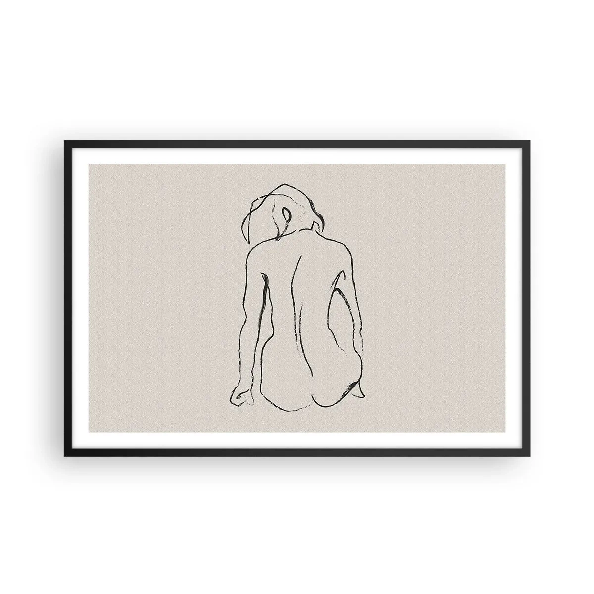 Plakat i sort ramme - Nøgen pige - 91x61 cm