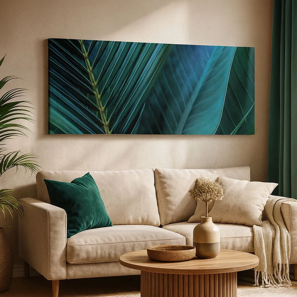 Lærredstryk - Billede på lærred - Anatomi af en grøn - 100x40 cm