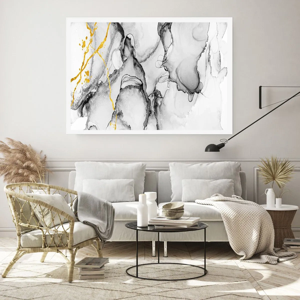 Plakat - Sammensætning med guldmotiv - 40x30 cm