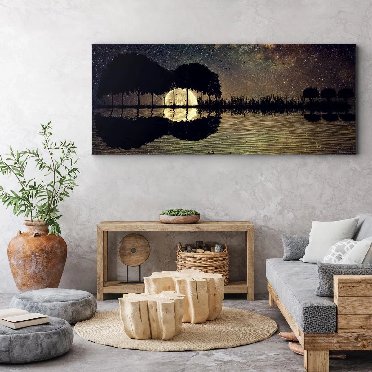 Lærredstryk - Billede på lærred - En nat på kanten af verden - 160x50 cm