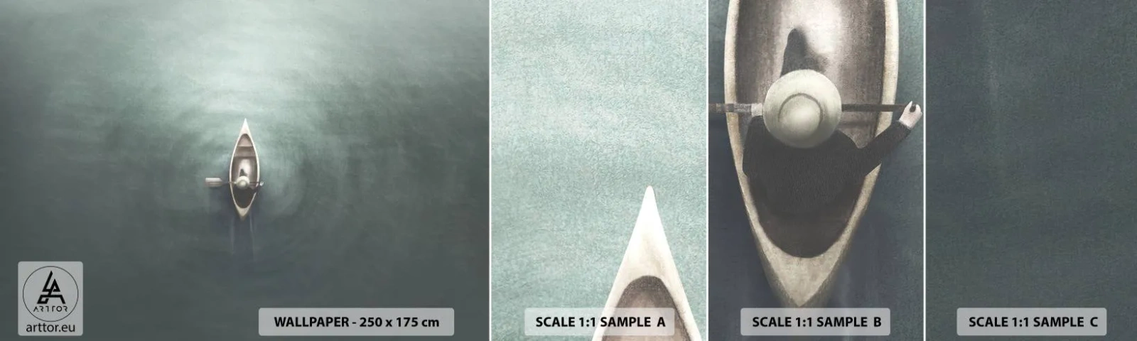 Fototapet Prøve Standard Eco - På tværs af en månelyst sø - Fatning, Sø, Kajak - 100x30 cm