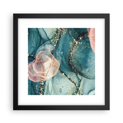 Plakat i sort ramme - Silkeblå, tyl lyserød - 30x30 cm