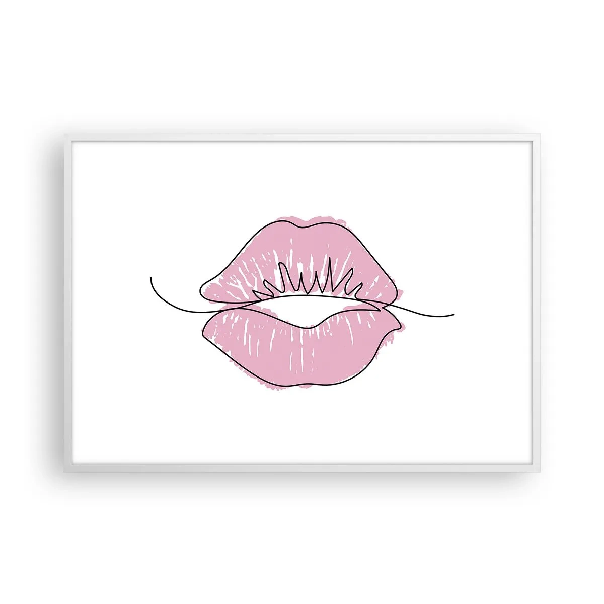 Plakat i hvid ramme - Klar til at kysse? - 100x70 cm
