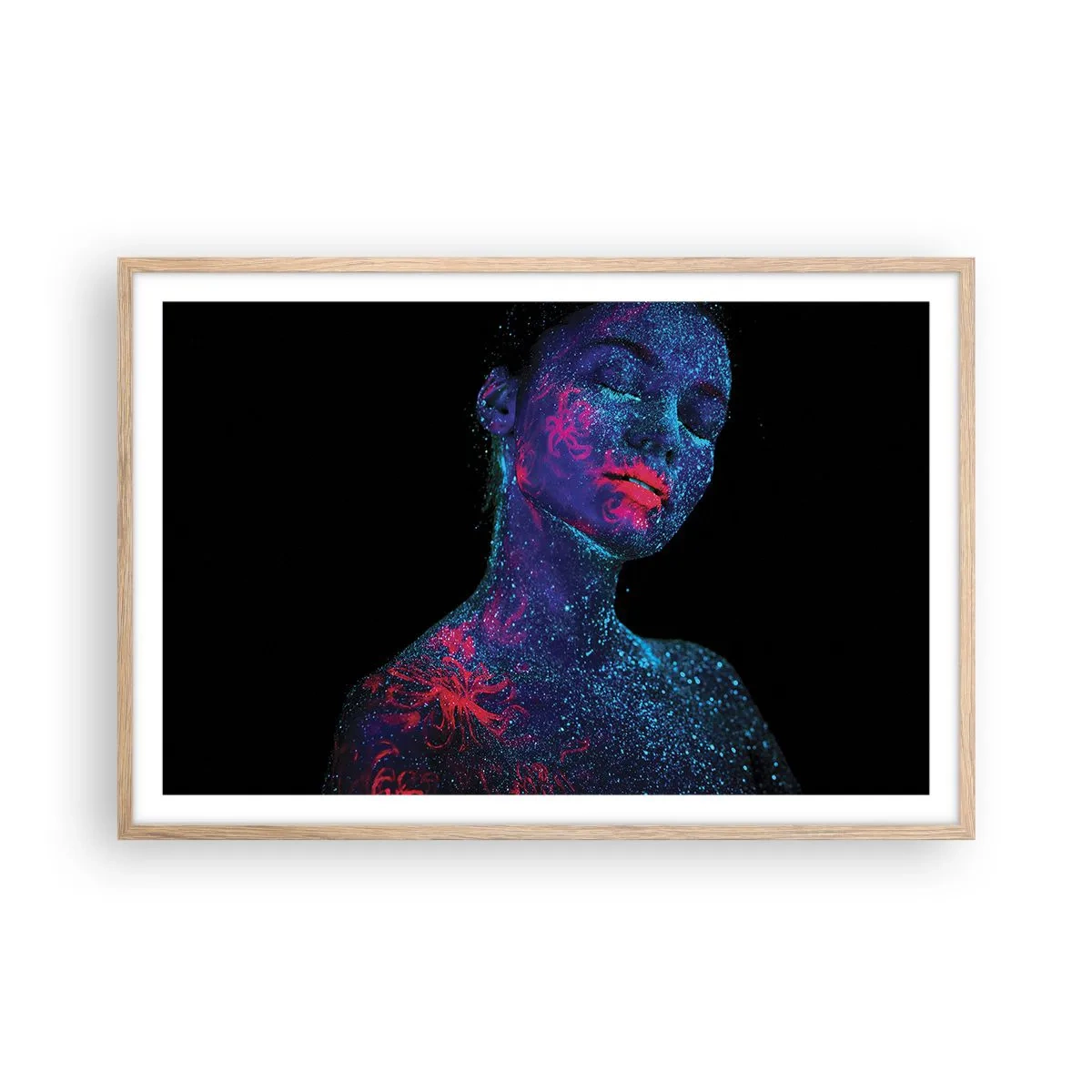 Plakat i ramme af lyst egetræ - I stjernestøv - 91x61 cm