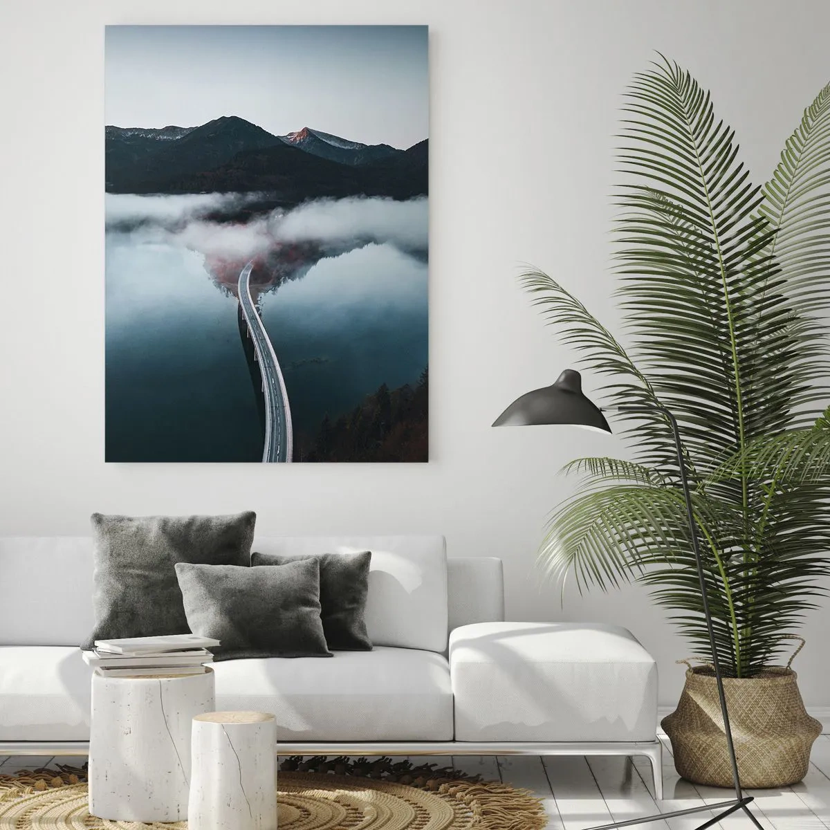 Billede på glas - Over vand så glat som et spejl - 80x120 cm