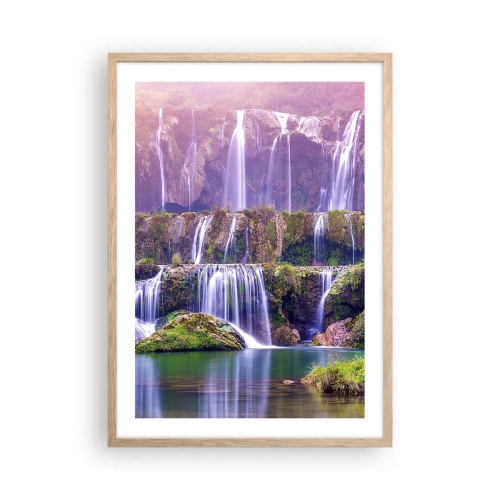 Plakat i ramme af lyst egetræ - Trappe til himlen - 50x70 cm