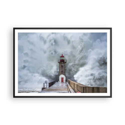 Plakat i sort ramme - Vandets brusen, vindens susen, lyden af vinden - 100x70 cm