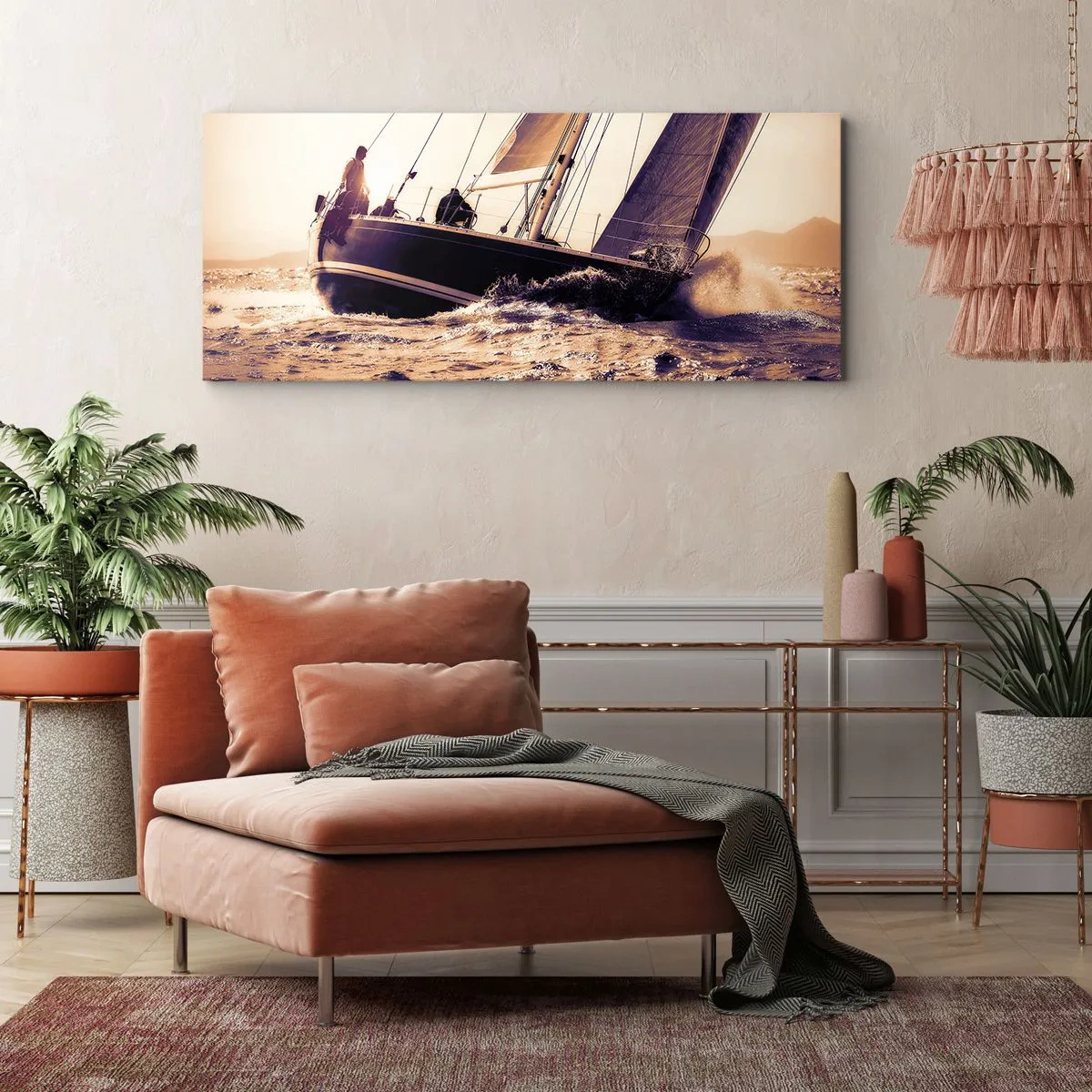 Lærredstryk - Billede på lærred - Sejl, sømand - 160x50 cm
