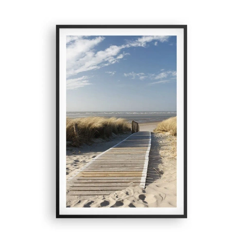 Plakat i sort ramme - Bag klitten, i græssets summen - 61x91 cm