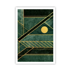 Plakat - Dynamikken i guld og azurblå - 70x100 cm