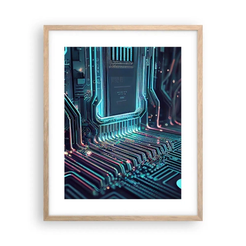 Plakat i ramme af lyst egetræ - Jeg tror... - 40x50 cm