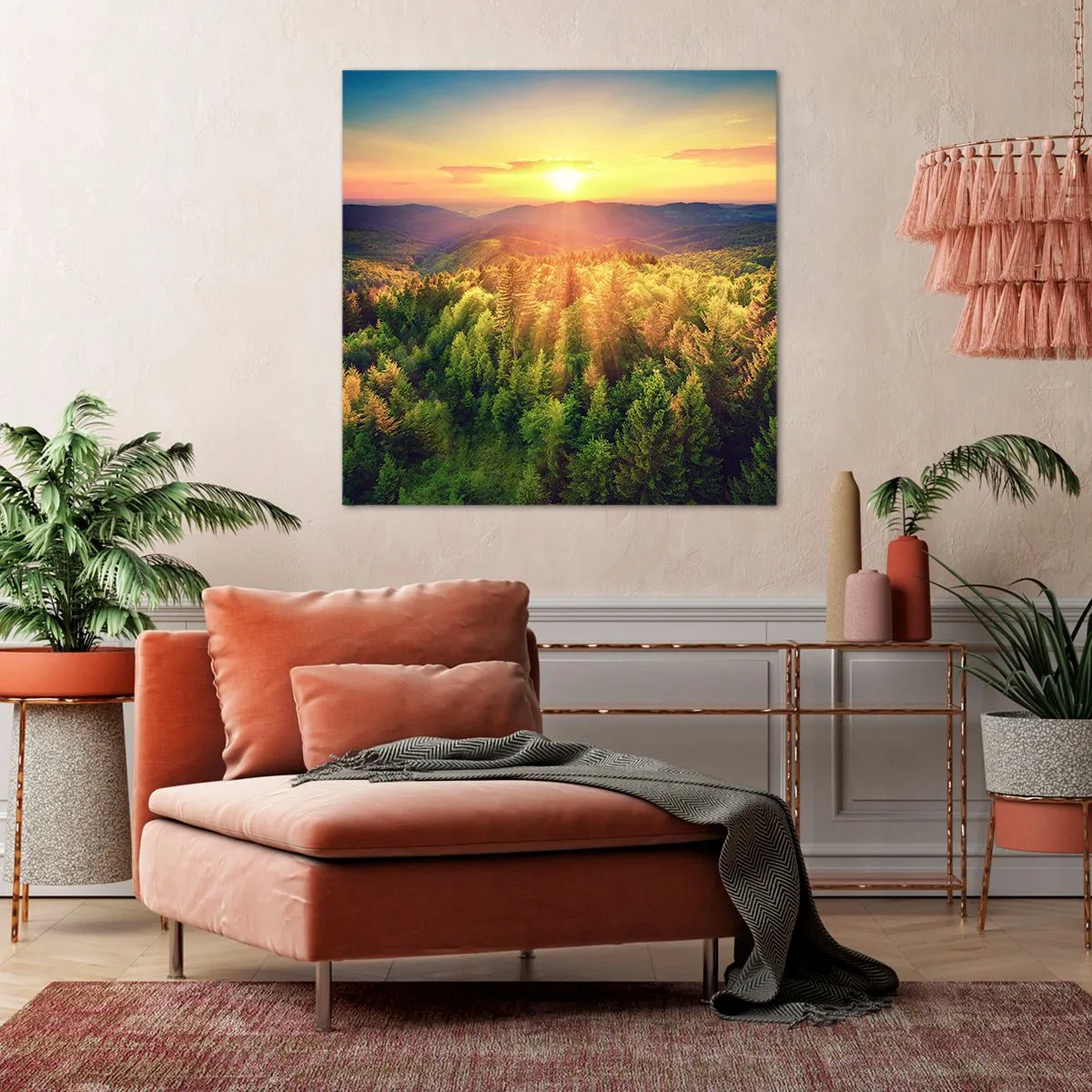 Lærredstryk - Billede på lærred - Toppe og bjergtoppe - 50x50 cm