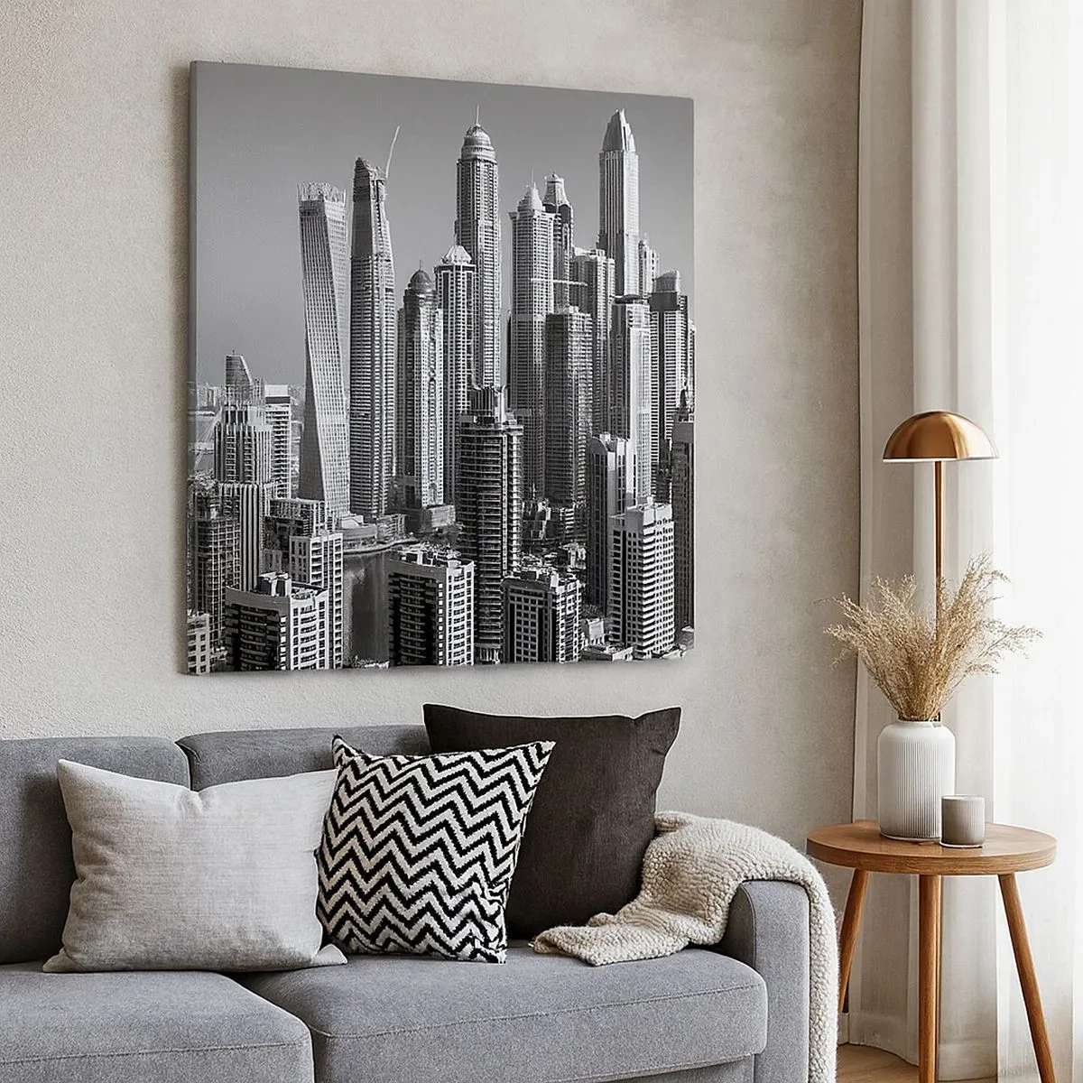 Lærredstryk - Billede på lærred - Byen over ørkenen - 30x30 cm